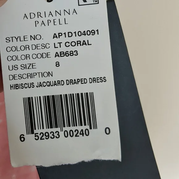 Adrianna Papell Size 8 Hibiscus Jacquard Draped Dress - Picture 10 of 10